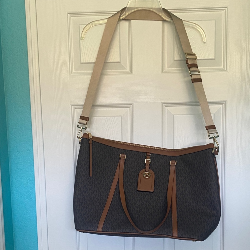 Michael Kors Brown Acorn MK Signature Tote - Like New